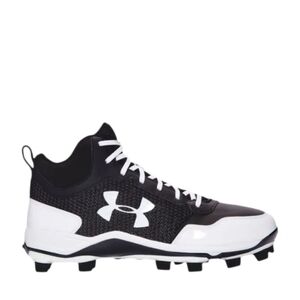 Under Armour UA Mid TPU Black & White Baseball Cleats New With Tags